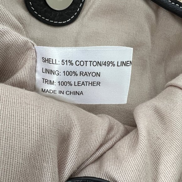 Talbots Hobo Shoulder Bag, Linen and Cotton with Leather Trim, EUC! - Picture 6 of 15